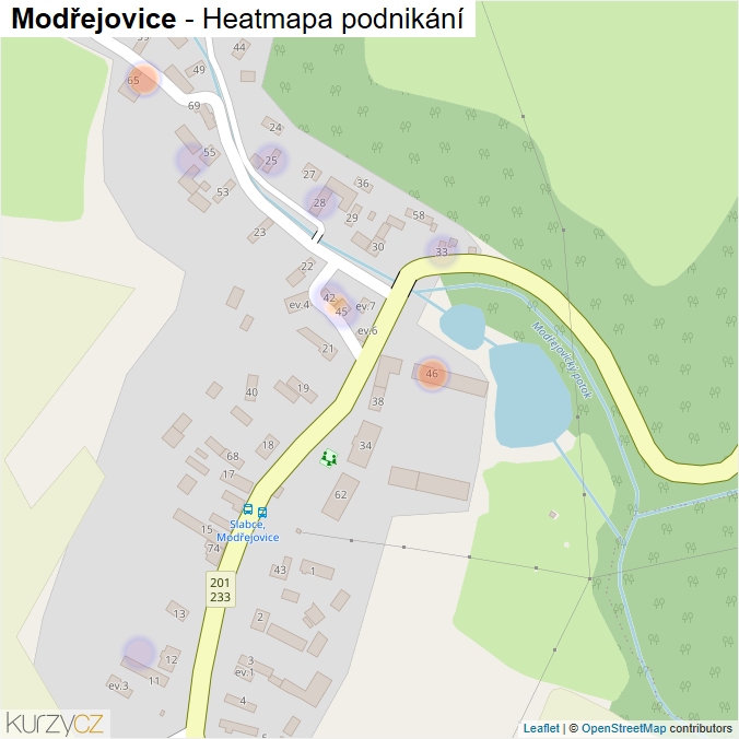 Mapa Modřejovice - Firmy v části obce.