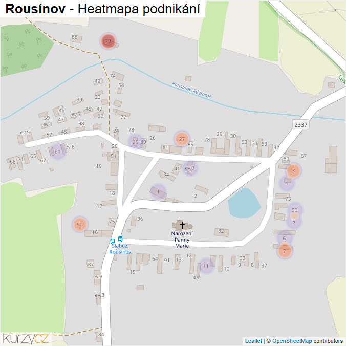 Mapa Rousínov - Firmy v části obce.