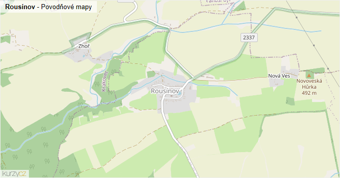 Rousínov - záplavové mapy stoleté vody