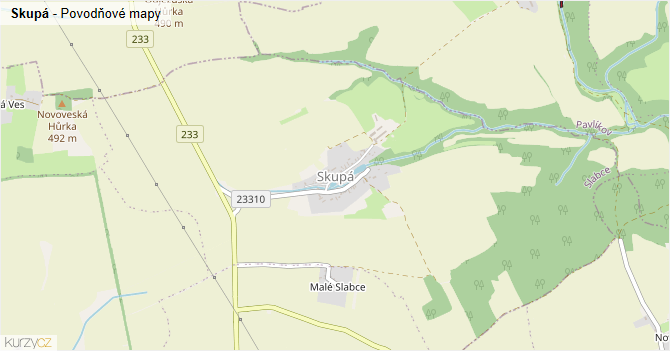 Skupá - záplavové mapy stoleté vody