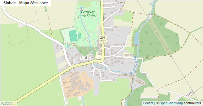 Slabce - mapa části obce