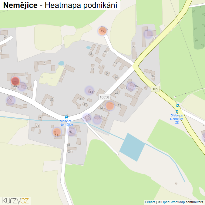 Mapa Nemějice - Firmy v části obce.