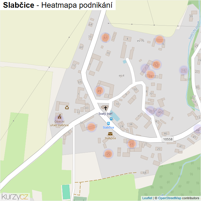 Mapa Slabčice - Firmy v části obce.
