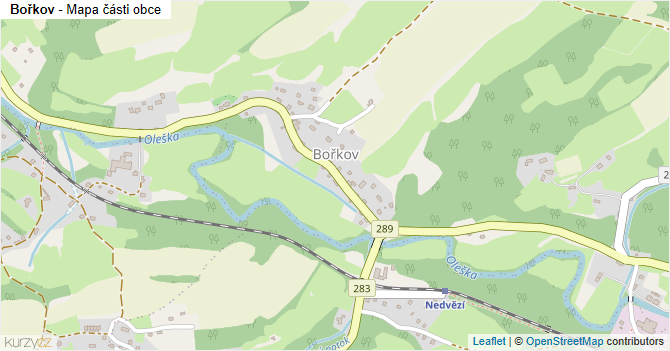 Bořkov - mapa části obce
