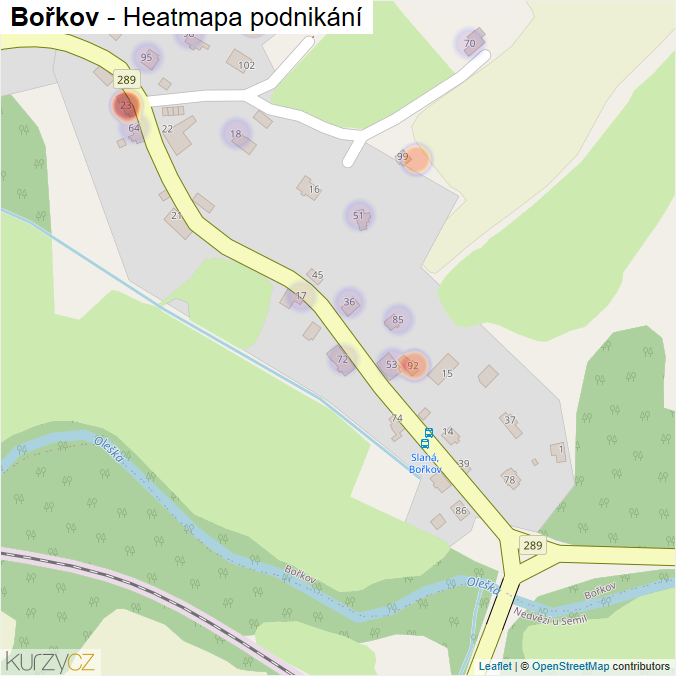 Mapa Bořkov - Firmy v části obce.
