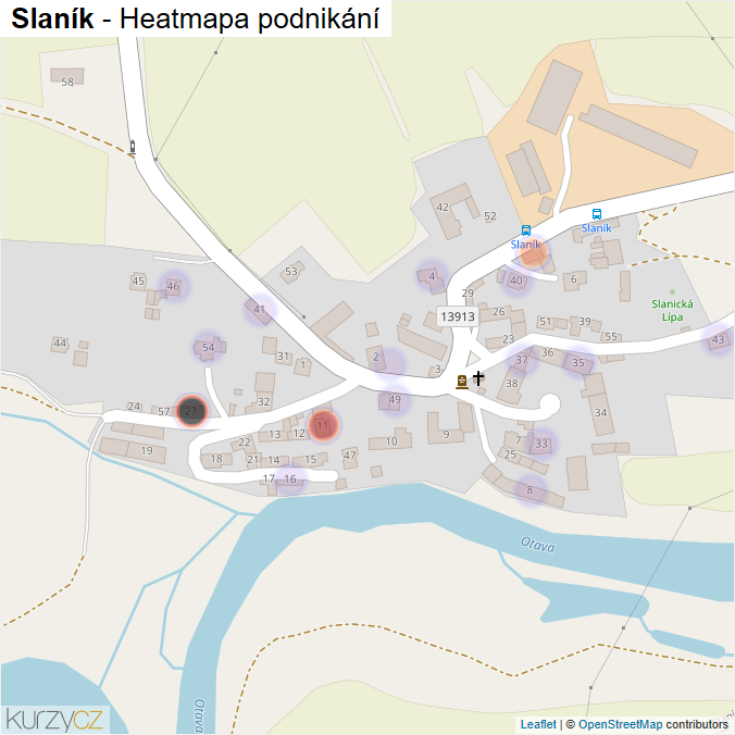 Mapa Slaník - Firmy v části obce.