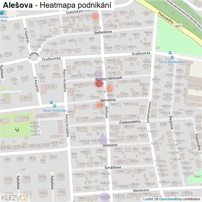 Mapa Alešova - Firmy v ulici.