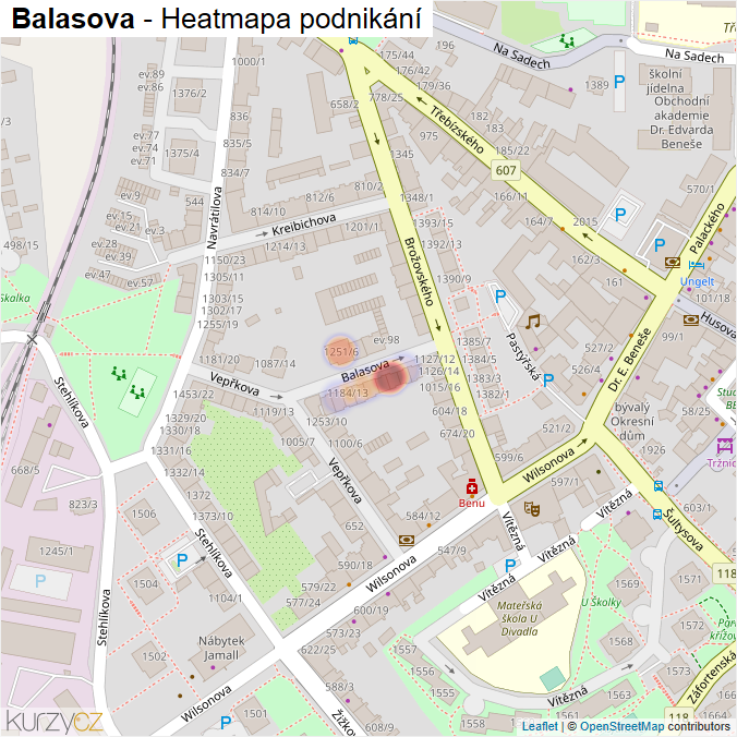Mapa Balasova - Firmy v ulici.