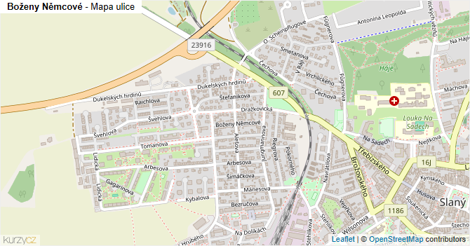 Boženy Němcové - mapa ulice