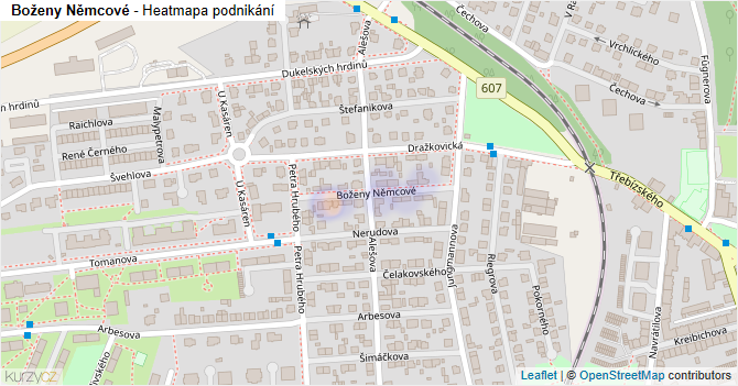 Boženy Němcové - mapa podnikání