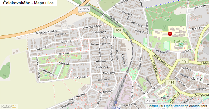 Čelakovského - mapa ulice