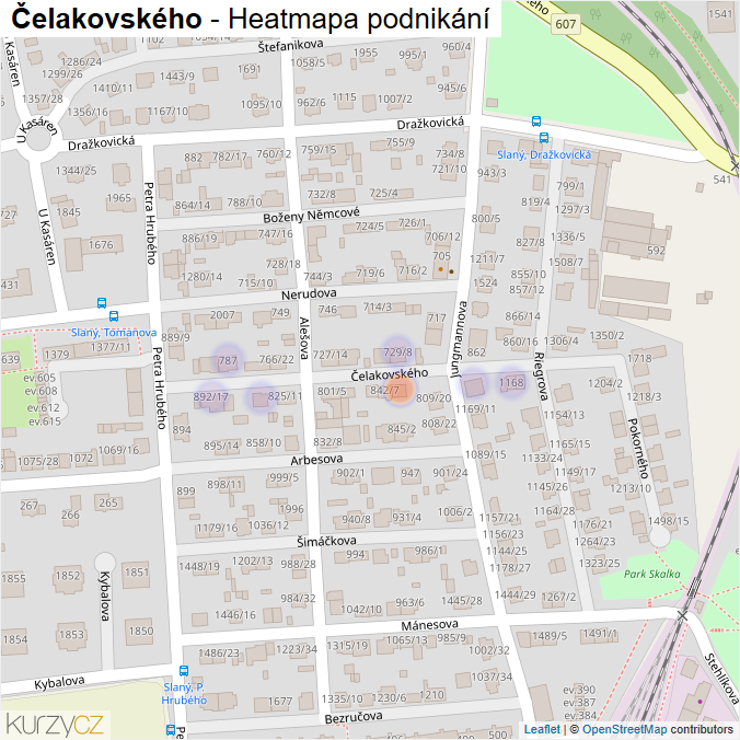 Mapa Čelakovského - Firmy v ulici.