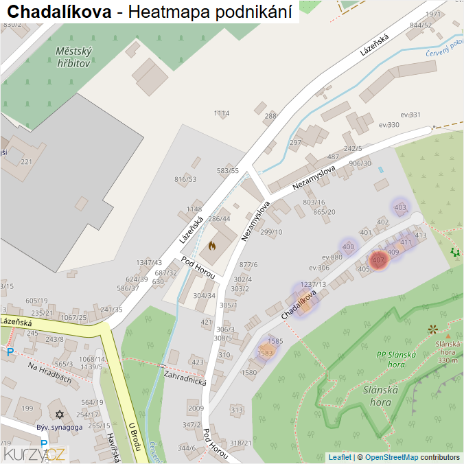 Mapa Chadalíkova - Firmy v ulici.