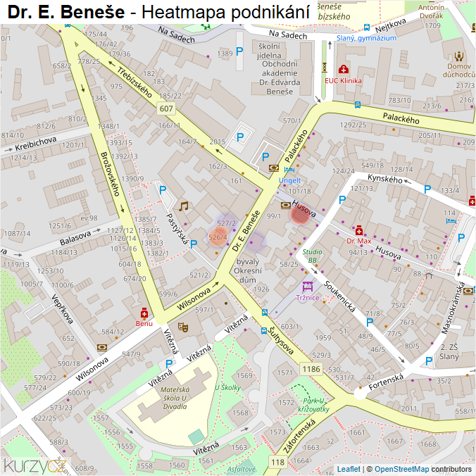 Mapa Dr. E. Beneše - Firmy v ulici.