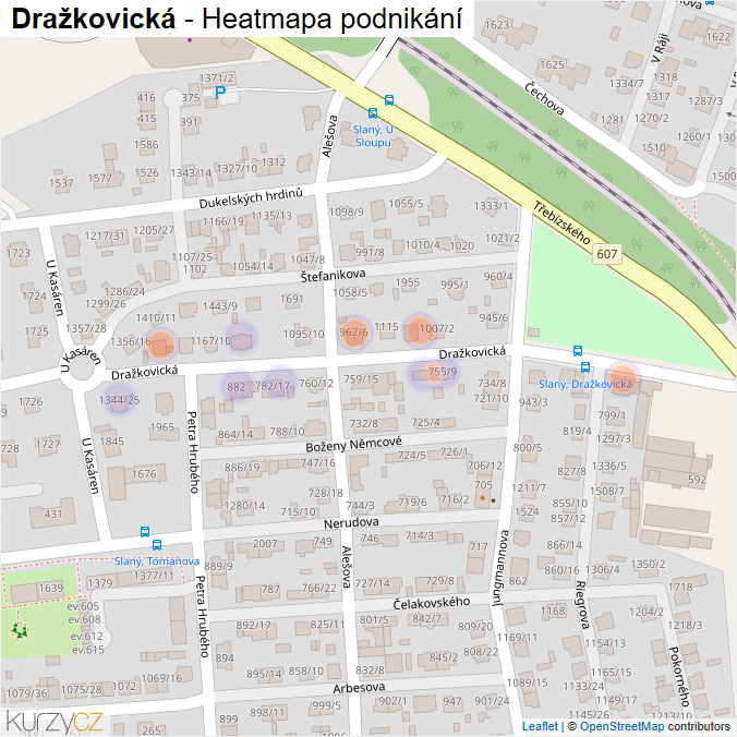 Mapa Dražkovická - Firmy v ulici.