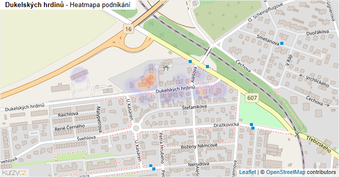 Dukelských hrdinů - mapa podnikání