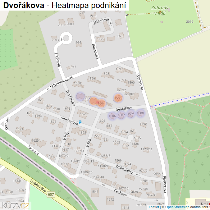 Mapa Dvořákova - Firmy v ulici.