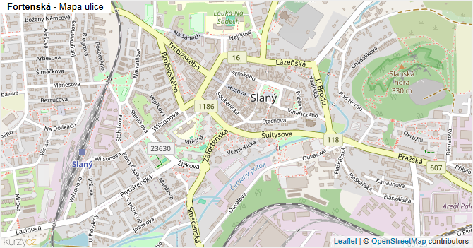 Fortenská - mapa ulice