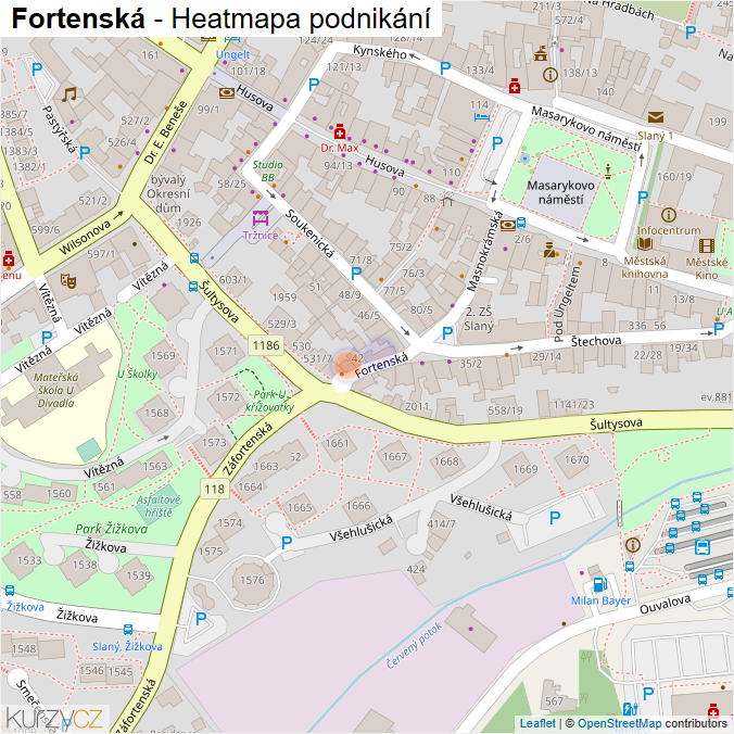 Mapa Fortenská - Firmy v ulici.