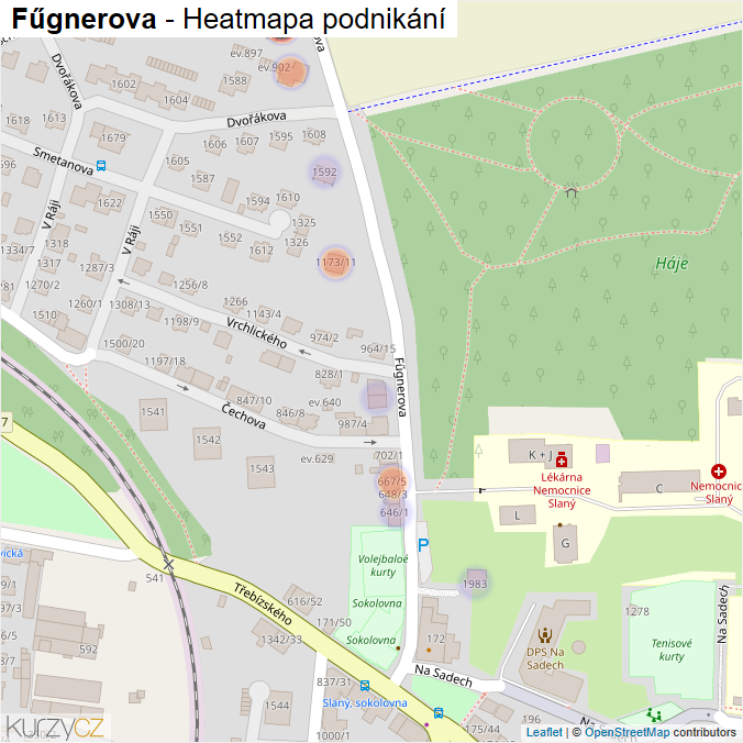 Mapa Fűgnerova - Firmy v ulici.