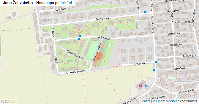 Jana Želivského - mapa podnikání