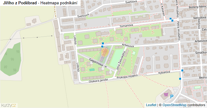 Jiřího z Poděbrad - mapa podnikání