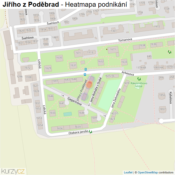 Mapa Jiřího z Poděbrad - Firmy v ulici.