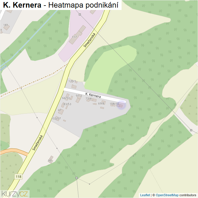 Mapa K. Kernera - Firmy v ulici.