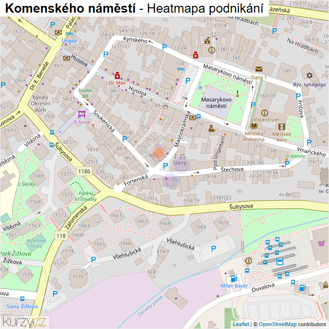 Mapa Komenského náměstí - Firmy v ulici.