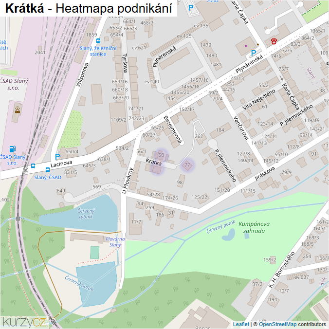 Mapa Krátká - Firmy v ulici.