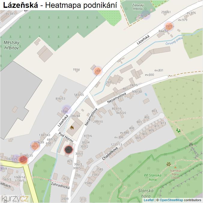 Mapa Lázeňská - Firmy v ulici.