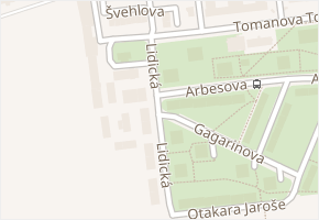 Lidická v obci Slaný - mapa ulice