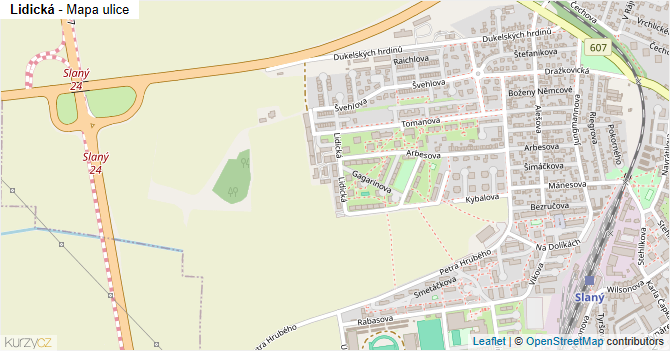 Lidická - mapa ulice