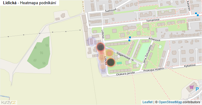 Lidická - mapa podnikání
