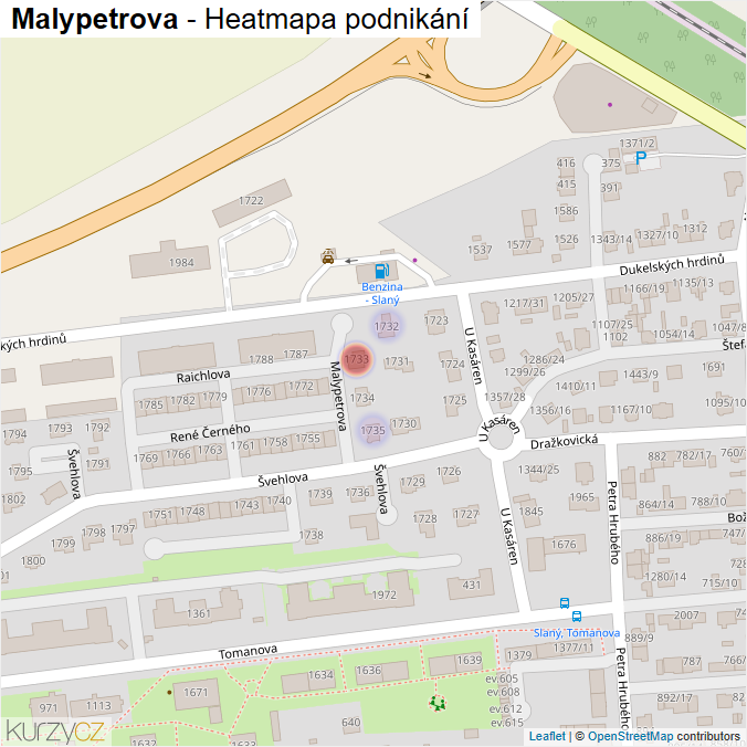 Mapa Malypetrova - Firmy v ulici.