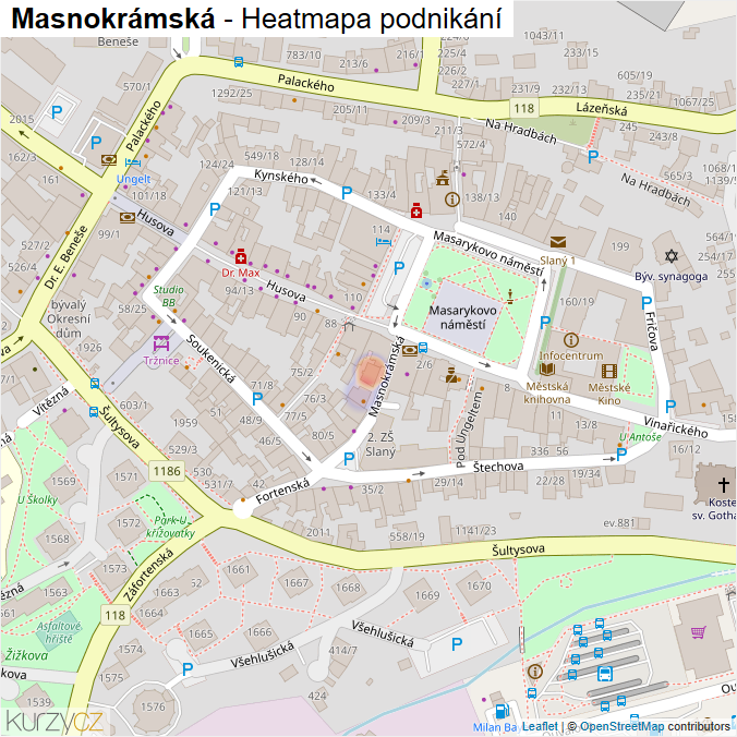 Mapa Masnokrámská - Firmy v ulici.