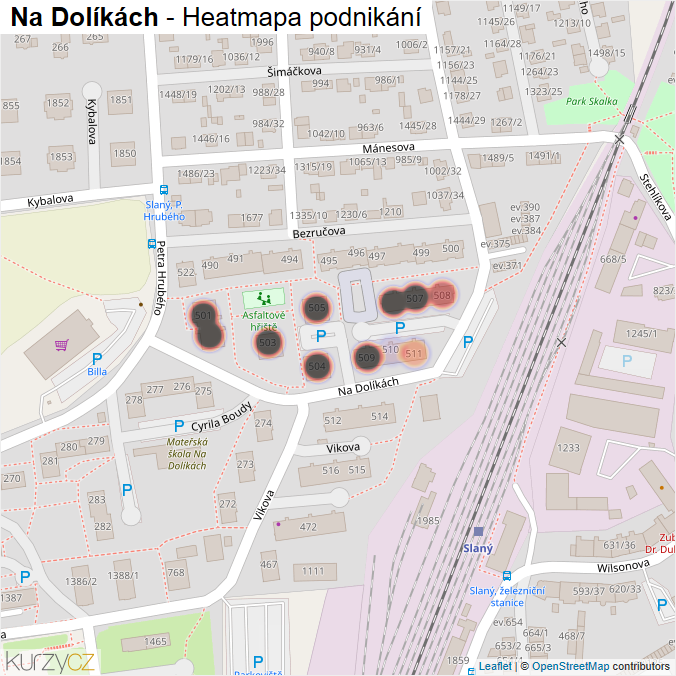 Mapa Na Dolíkách - Firmy v ulici.