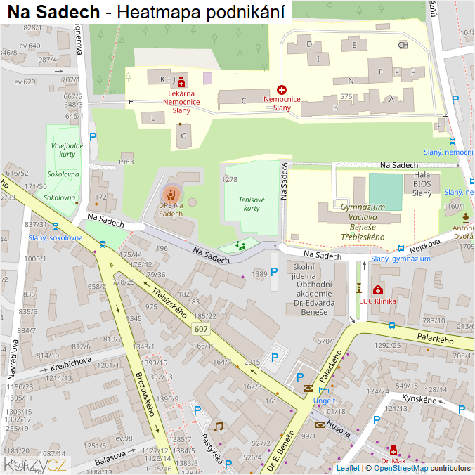Mapa Na Sadech - Firmy v ulici.