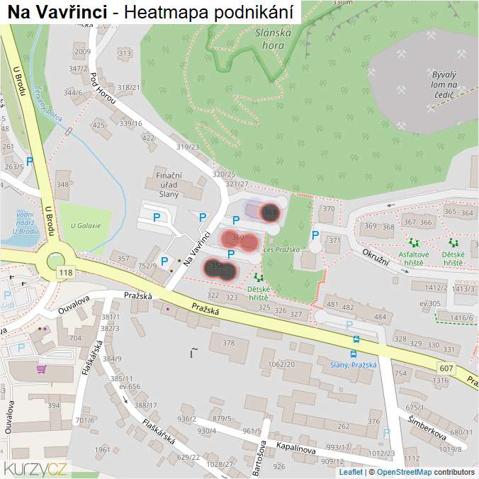 Mapa Na Vavřinci - Firmy v ulici.