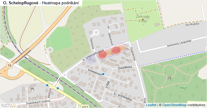 O. Scheinpflugové - mapa podnikání