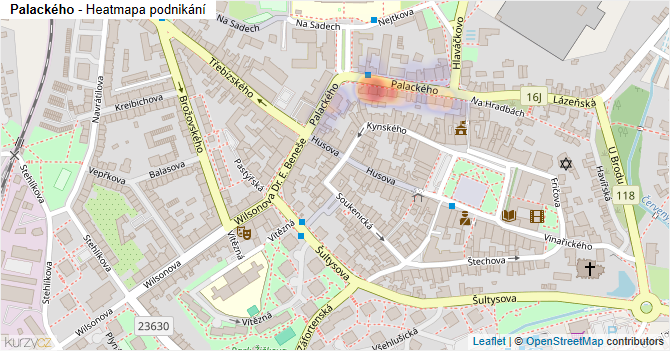 Palackého - mapa podnikání