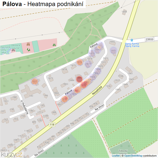 Mapa Pálova - Firmy v ulici.