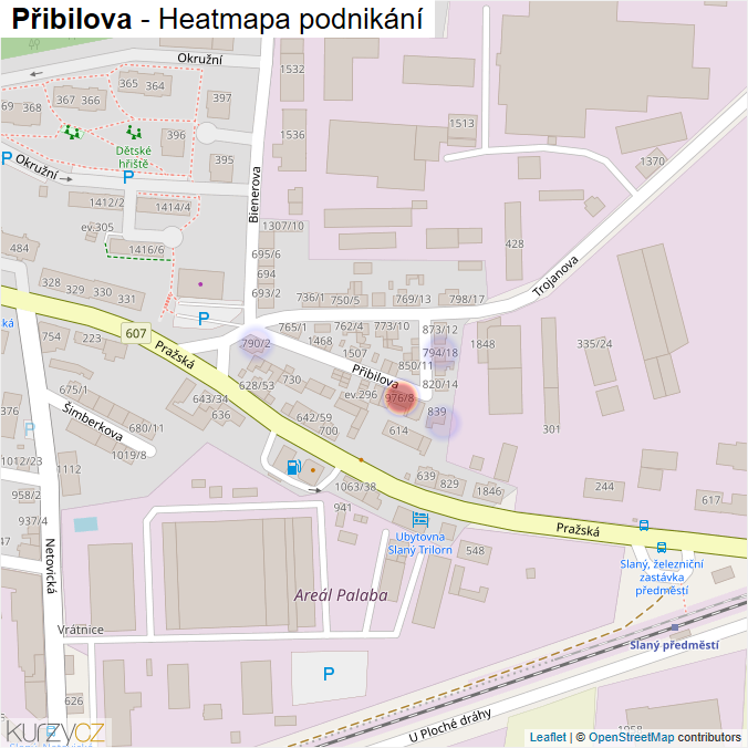 Mapa Přibilova - Firmy v ulici.