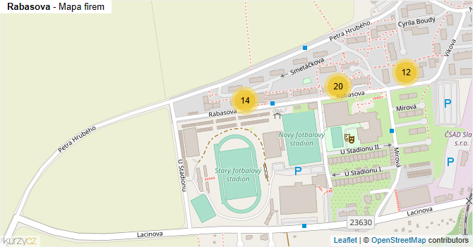 Rabasova - mapa firem