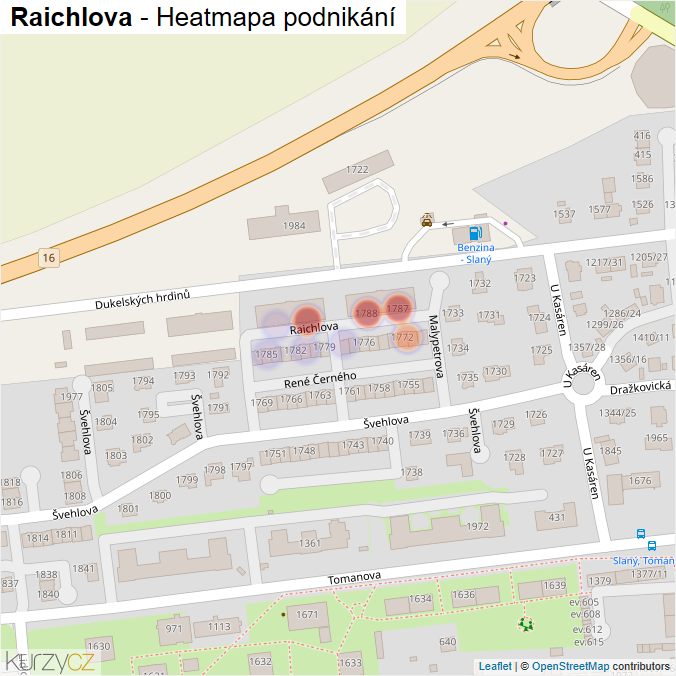 Mapa Raichlova - Firmy v ulici.