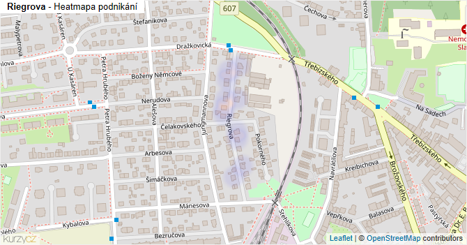 Riegrova - mapa podnikání