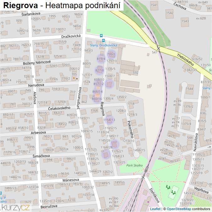 Mapa Riegrova - Firmy v ulici.