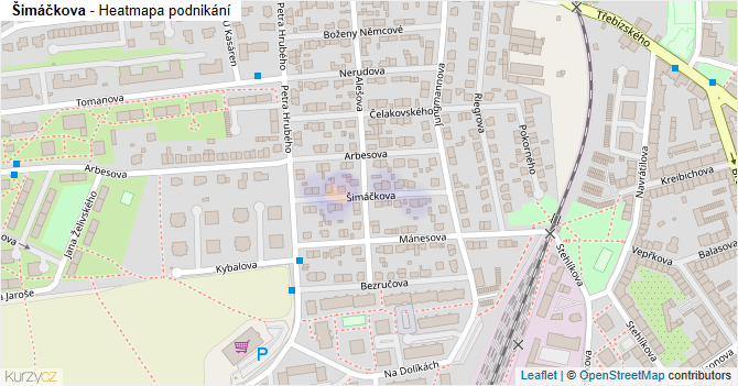 Šimáčkova - mapa podnikání
