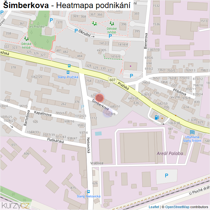 Mapa Šimberkova - Firmy v ulici.