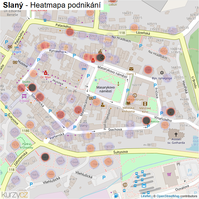 Mapa Slaný - Firmy v části obce.